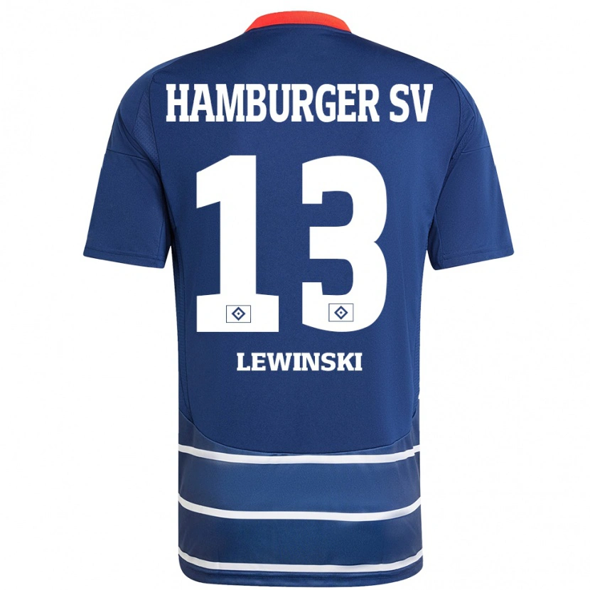 Danxen Kinderen Fyn-Luca Lewinski #13 Donkerblauw Uitshirt Uittenue 2024/25 T-Shirt