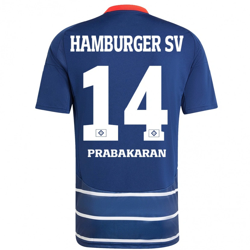 Danxen Kinderen Nilavan Prabakaran #14 Donkerblauw Uitshirt Uittenue 2024/25 T-Shirt