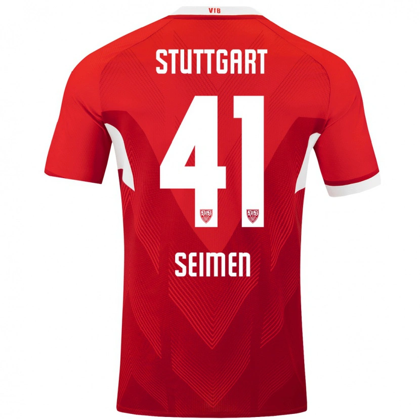 Danxen Kinderen Dennis Seimen #41 Rood Wit Uitshirt Uittenue 2024/25 T-Shirt