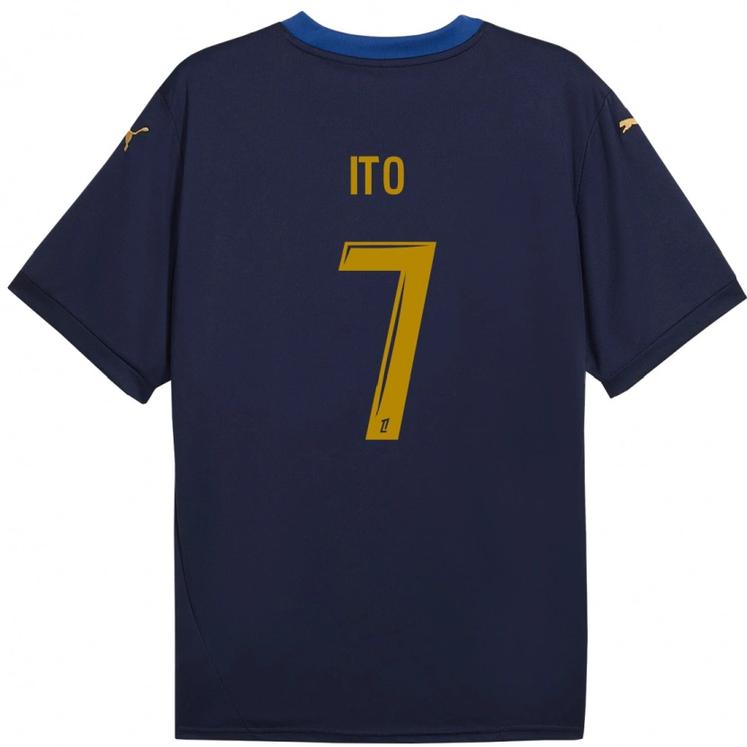 Danxen Kinderen Junya Ito #7 Marineblauw Goud Uitshirt Uittenue 2024/25 T-Shirt