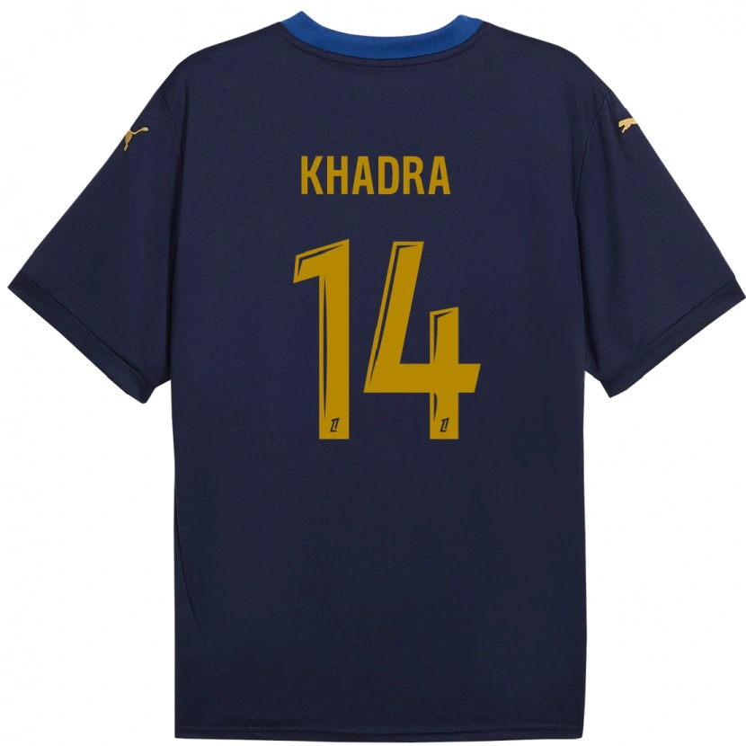 Danxen Kinderen Reda Khadra #14 Marineblauw Goud Uitshirt Uittenue 2024/25 T-Shirt