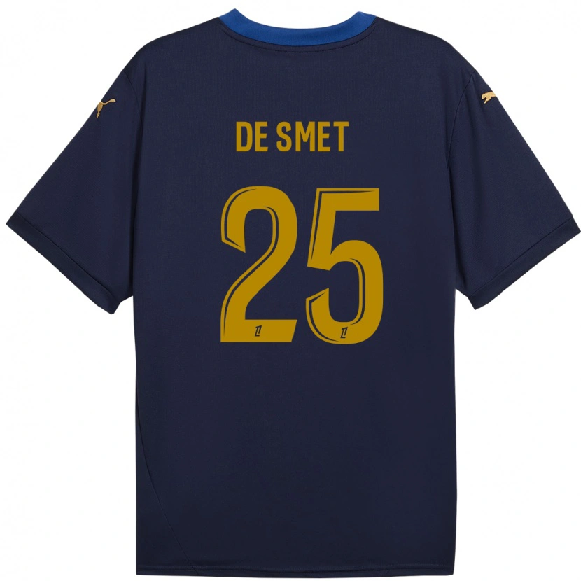 Danxen Kinderen Thibault De Smet #25 Marineblauw Goud Uitshirt Uittenue 2024/25 T-Shirt