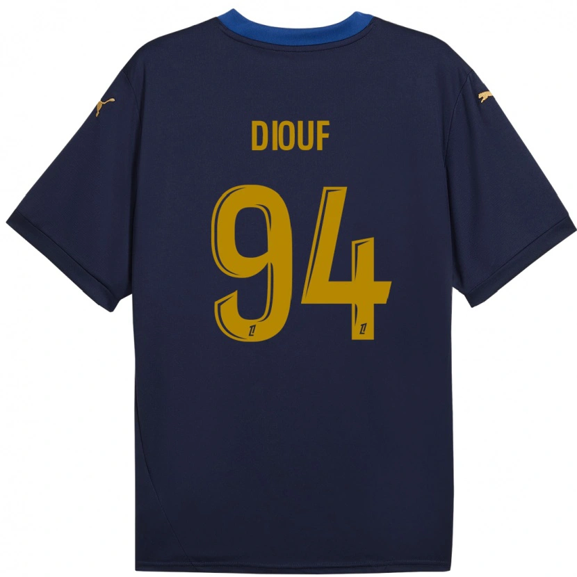 Danxen Kinderen Yehvann Diouf #94 Marineblauw Goud Uitshirt Uittenue 2024/25 T-Shirt