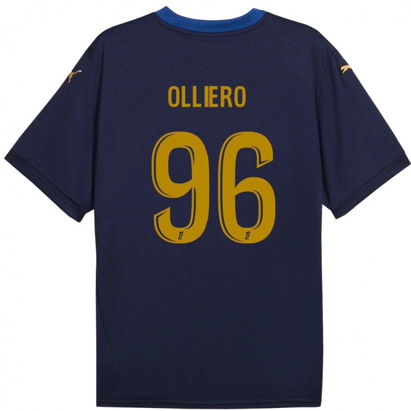 Danxen Kinderen Alexandre Olliero #96 Marineblauw Goud Uitshirt Uittenue 2024/25 T-Shirt