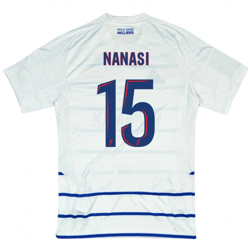 Danxen Kinderen Sebastian Nanasi #15 Wit Blauw Uitshirt Uittenue 2024/25 T-Shirt