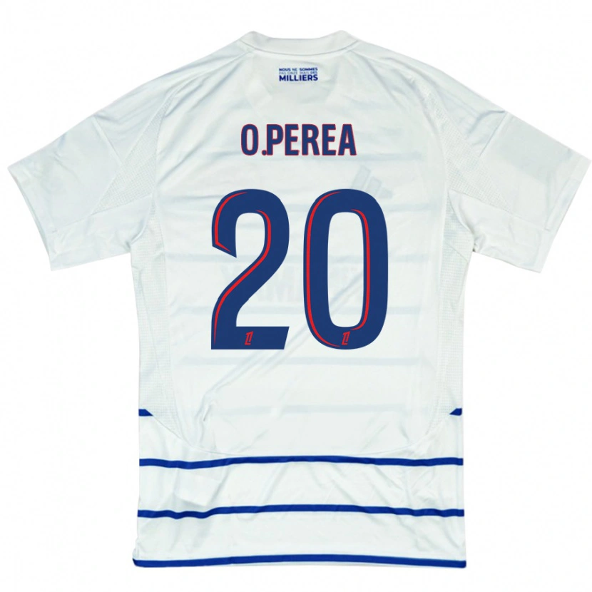 Danxen Kinderen Óscar Perea #20 Wit Blauw Uitshirt Uittenue 2024/25 T-Shirt