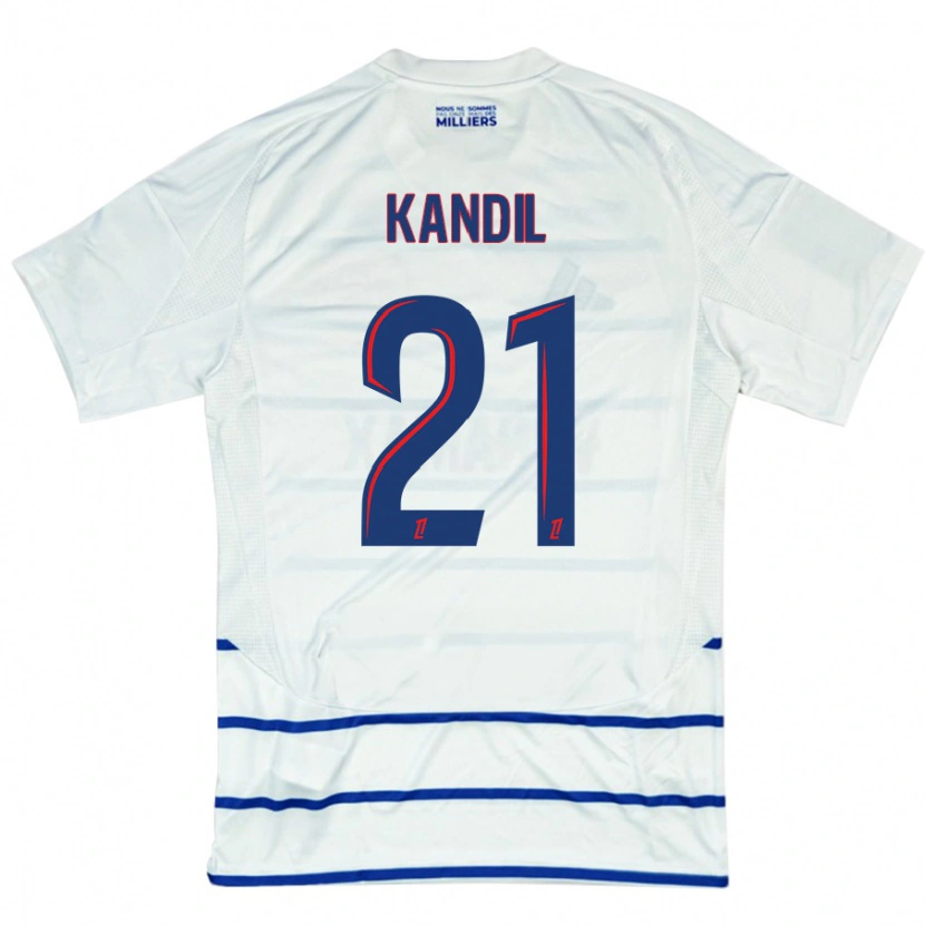 Danxen Kinderen Nordine Kandil #21 Wit Blauw Uitshirt Uittenue 2024/25 T-Shirt