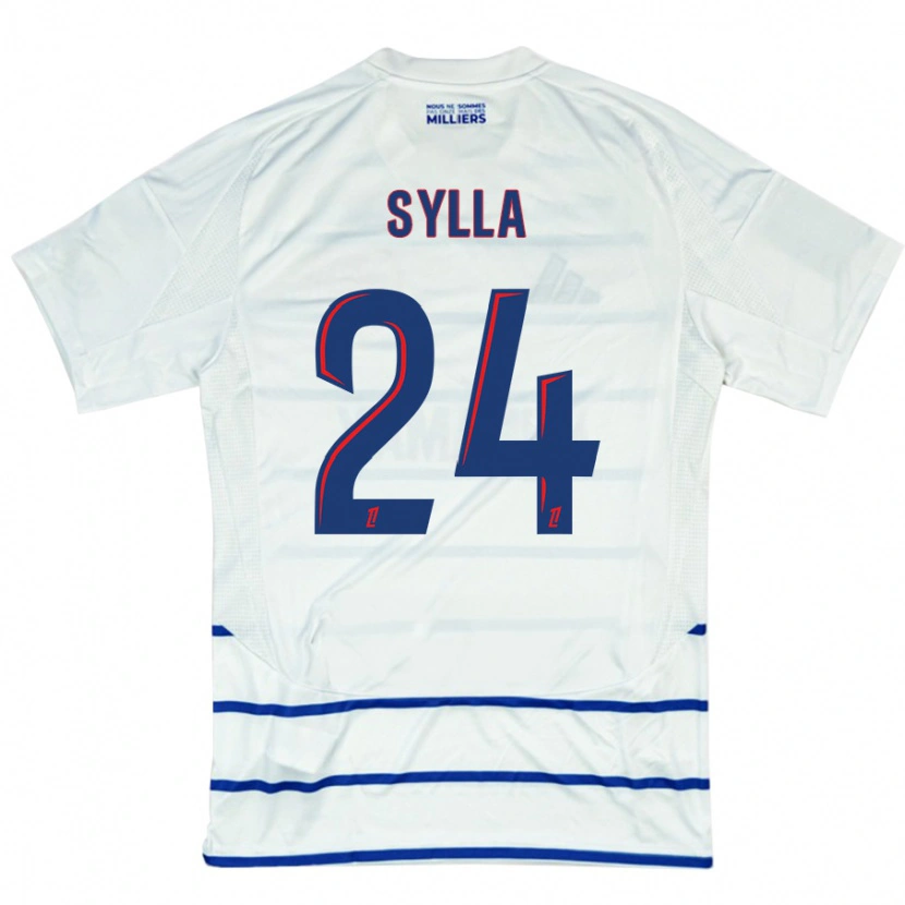 Danxen Kinderen Abakar Sylla #24 Wit Blauw Uitshirt Uittenue 2024/25 T-Shirt