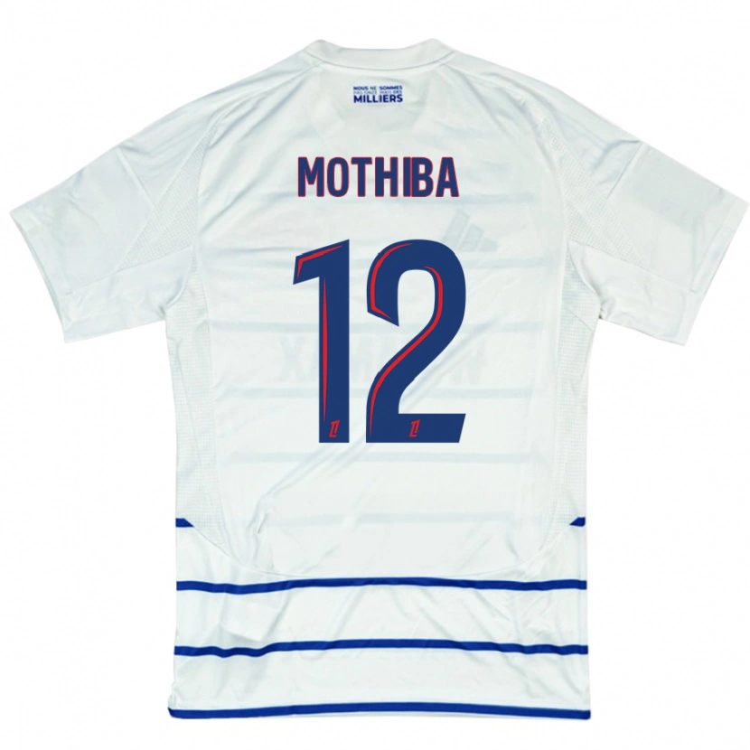 Danxen Kinderen Lebo Mothiba #12 Wit Blauw Uitshirt Uittenue 2024/25 T-Shirt