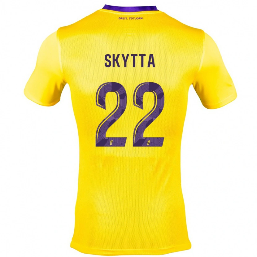 Danxen Kinderen Naatan Skyttä #22 Geel Paars Uitshirt Uittenue 2024/25 T-Shirt
