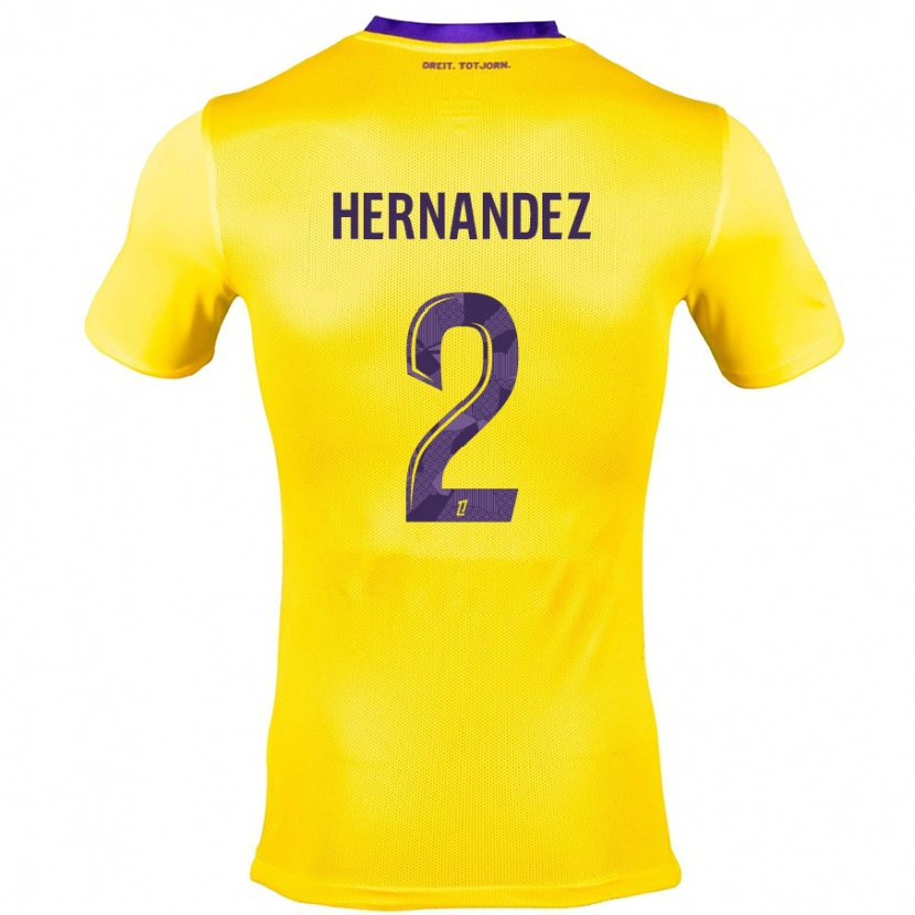 Danxen Kinderen Lucie Hernandez #2 Geel Paars Uitshirt Uittenue 2024/25 T-Shirt