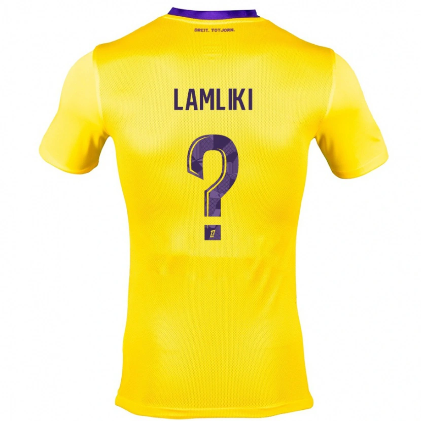 Danxen Kinderen Nassim Lamliki #0 Geel Paars Uitshirt Uittenue 2024/25 T-Shirt