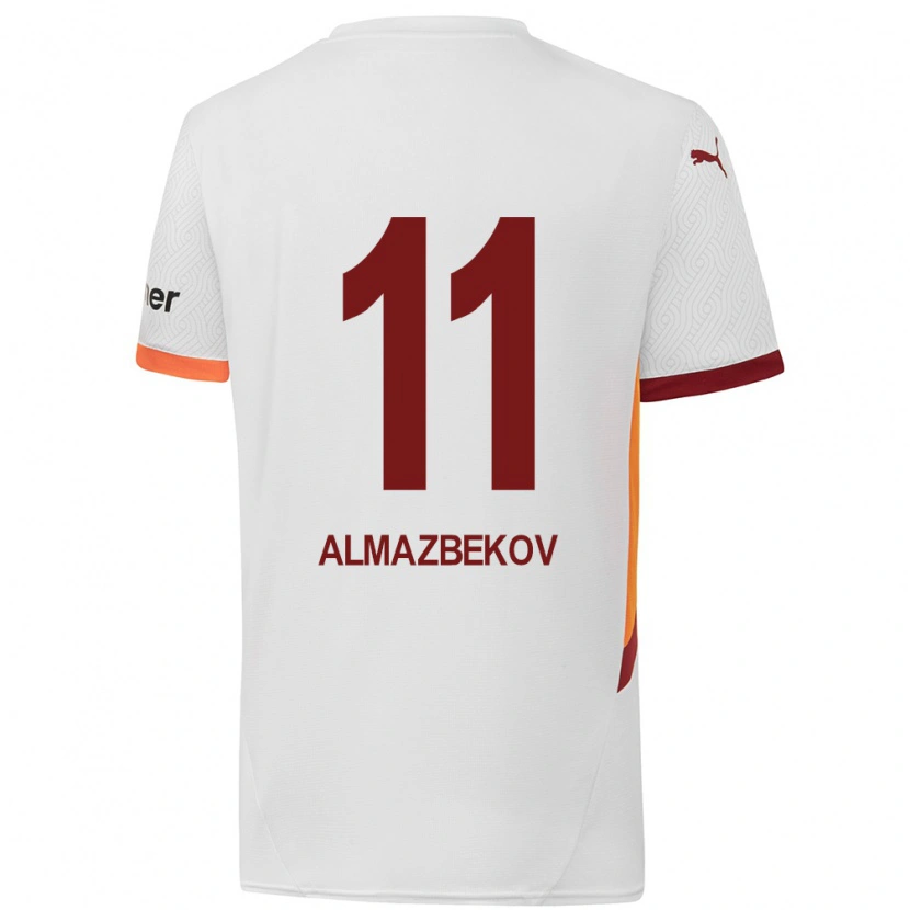 Danxen Kinderen Beknaz Almazbekov #11 Wit Geel Rood Uitshirt Uittenue 2024/25 T-Shirt