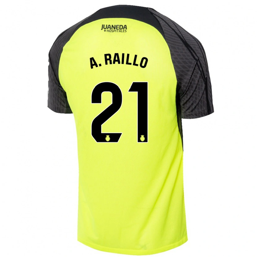 Danxen Kinderen Antonio Raíllo #21 Fluorescerend Groen Zwart Uitshirt Uittenue 2024/25 T-Shirt
