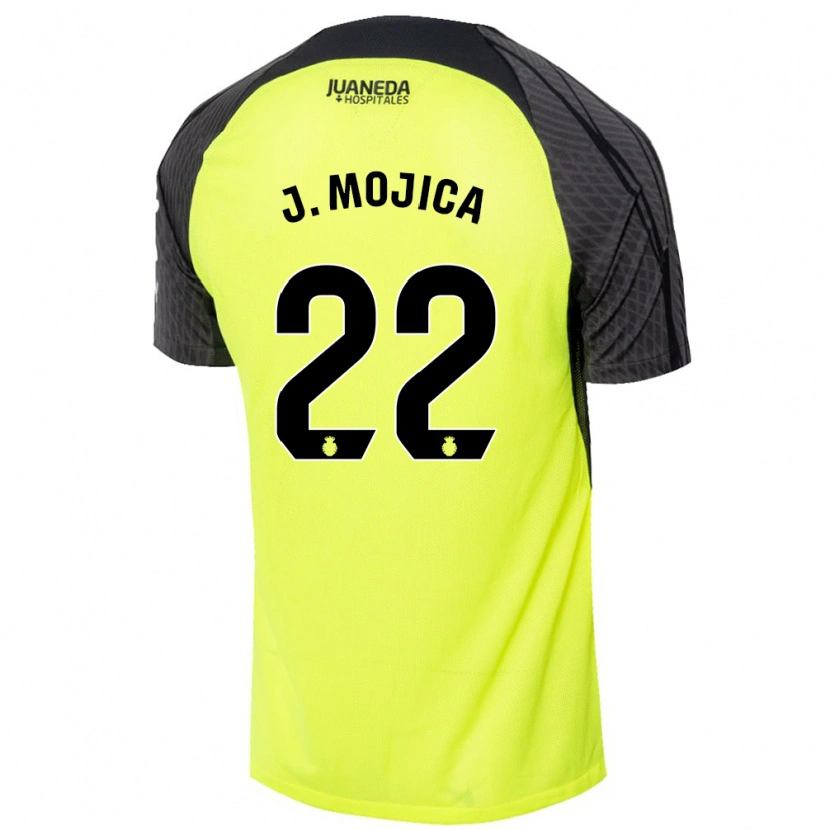 Danxen Kinderen Johan Mojica #22 Fluorescerend Groen Zwart Uitshirt Uittenue 2024/25 T-Shirt