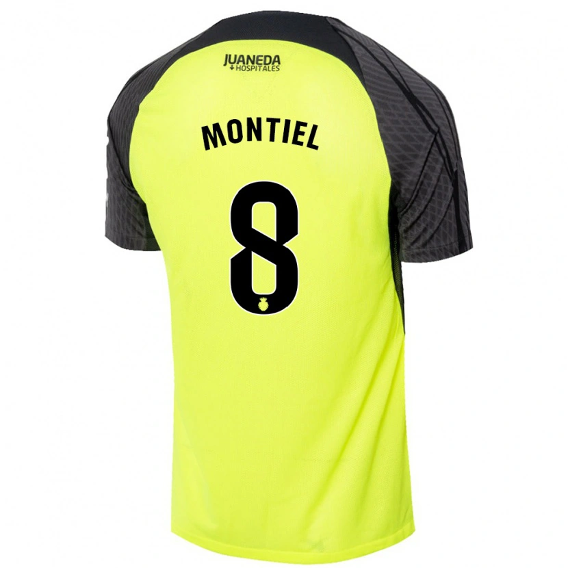 Danxen Kinderen Luis Montiel #8 Fluorescerend Groen Zwart Uitshirt Uittenue 2024/25 T-Shirt