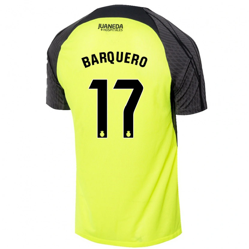 Danxen Kinderen Adrián Barquero #17 Fluorescerend Groen Zwart Uitshirt Uittenue 2024/25 T-Shirt