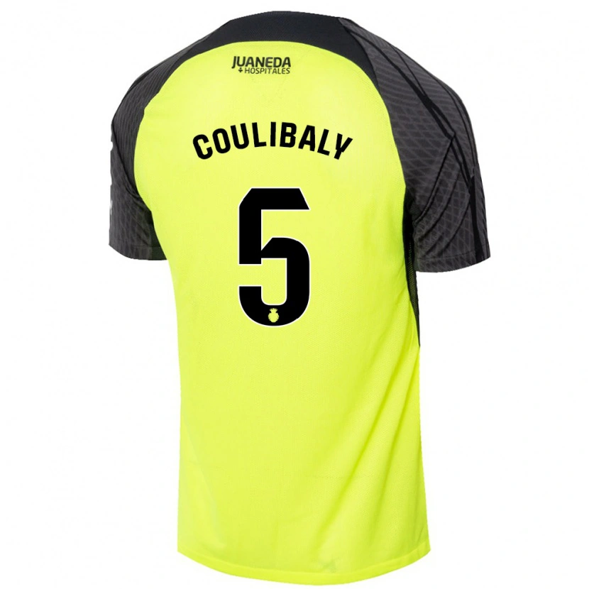 Danxen Kinderen Habib Anas Coulibaly #5 Fluorescerend Groen Zwart Uitshirt Uittenue 2024/25 T-Shirt