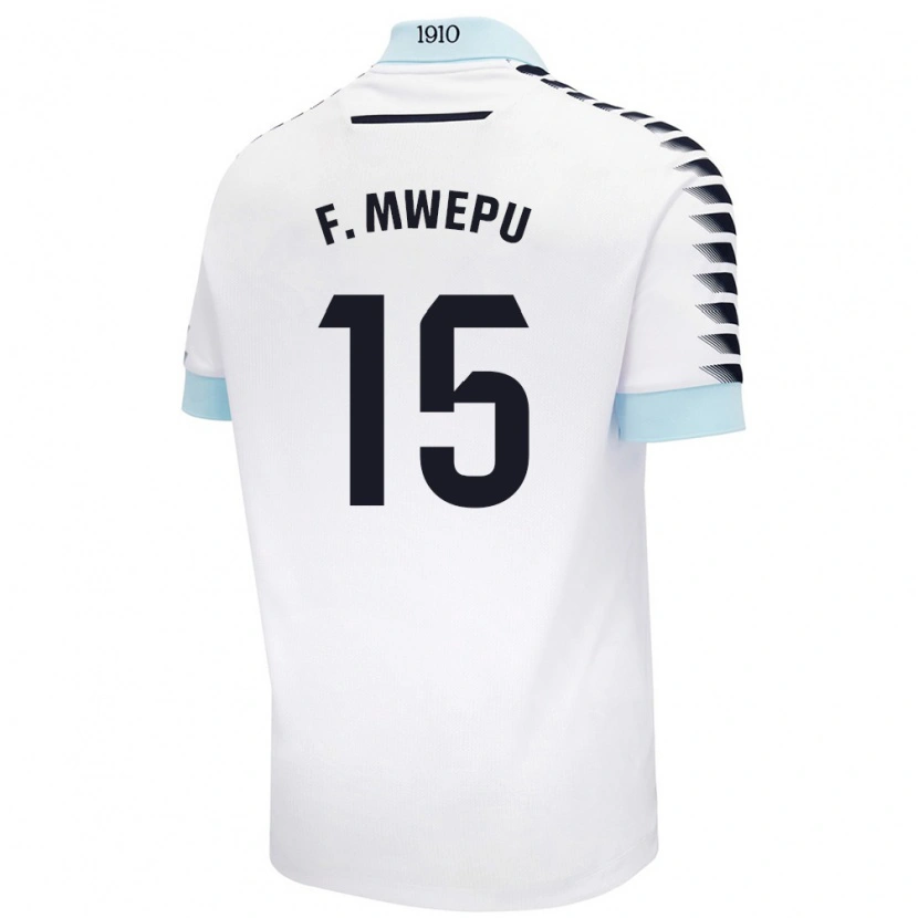 Danxen Kinderen Francisco Mwepu #15 Wit Blauw Uitshirt Uittenue 2024/25 T-Shirt