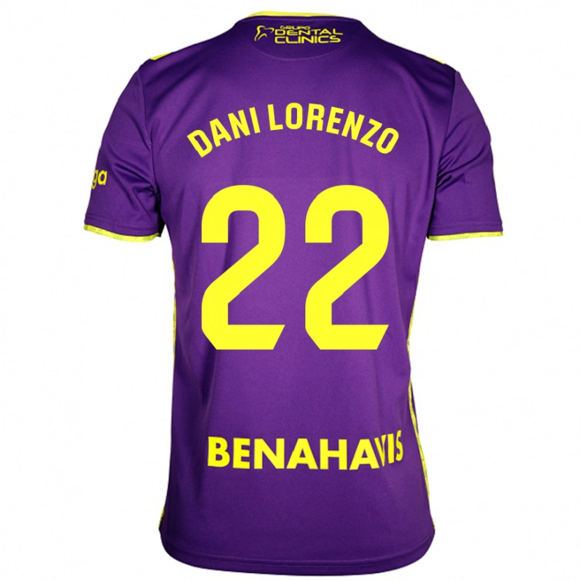 Danxen Kinderen Dani Lorenzo #22 Paars Geel Uitshirt Uittenue 2024/25 T-Shirt