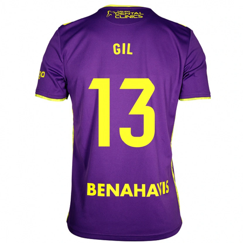 Danxen Kinderen Noelia Gil #13 Paars Geel Uitshirt Uittenue 2024/25 T-Shirt