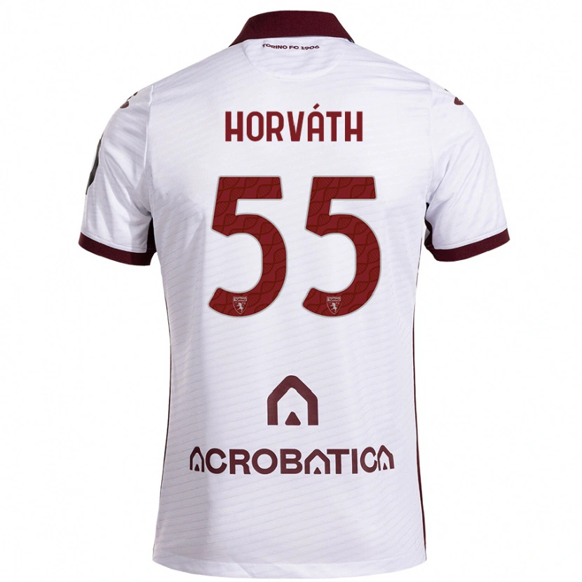 Danxen Kinderen Krisztofer Horváth #55 Wit Kastanjebruin Uitshirt Uittenue 2024/25 T-Shirt
