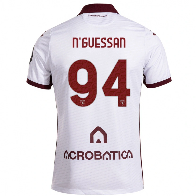 Danxen Kinderen Ange Caumenan N'guessan #94 Wit Kastanjebruin Uitshirt Uittenue 2024/25 T-Shirt