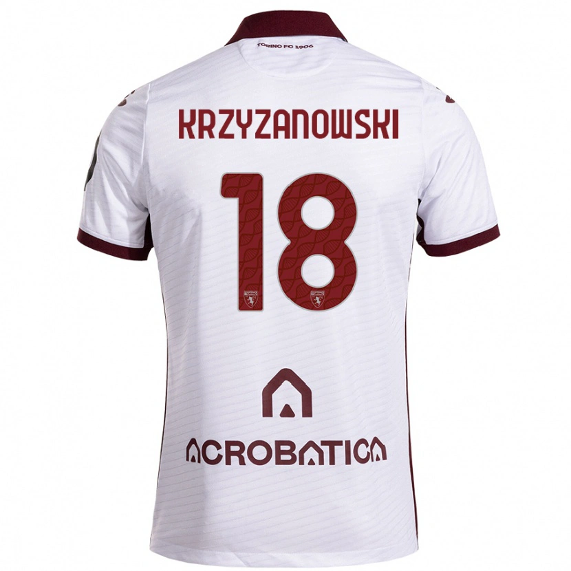 Danxen Kinderen Jakub Krzyzanowski #18 Wit Kastanjebruin Uitshirt Uittenue 2024/25 T-Shirt