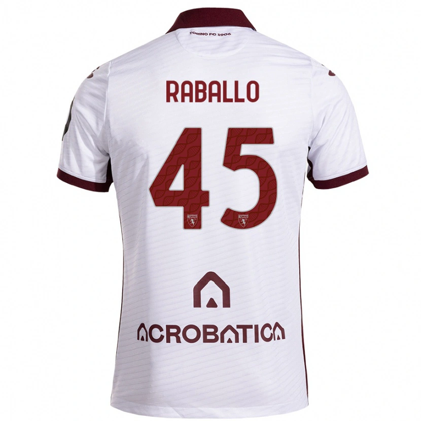 Danxen Kinderen Alessio Raballo #45 Wit Kastanjebruin Uitshirt Uittenue 2024/25 T-Shirt