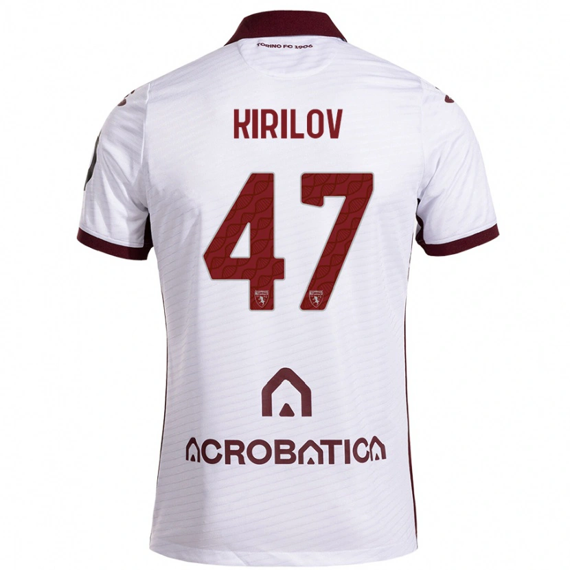 Danxen Kinderen Martin Kirilov #47 Wit Kastanjebruin Uitshirt Uittenue 2024/25 T-Shirt