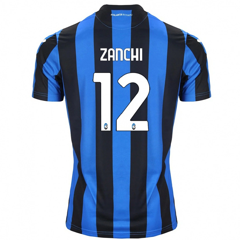 Danxen Heren Edoardo Zanchi #12 Blauw Zwart Thuisshirt Thuistenue 2024/25 T-Shirt