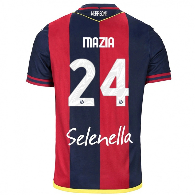 Danxen Heren Andrea Mazia #24 Rood Koningsblauw Thuisshirt Thuistenue 2024/25 T-Shirt