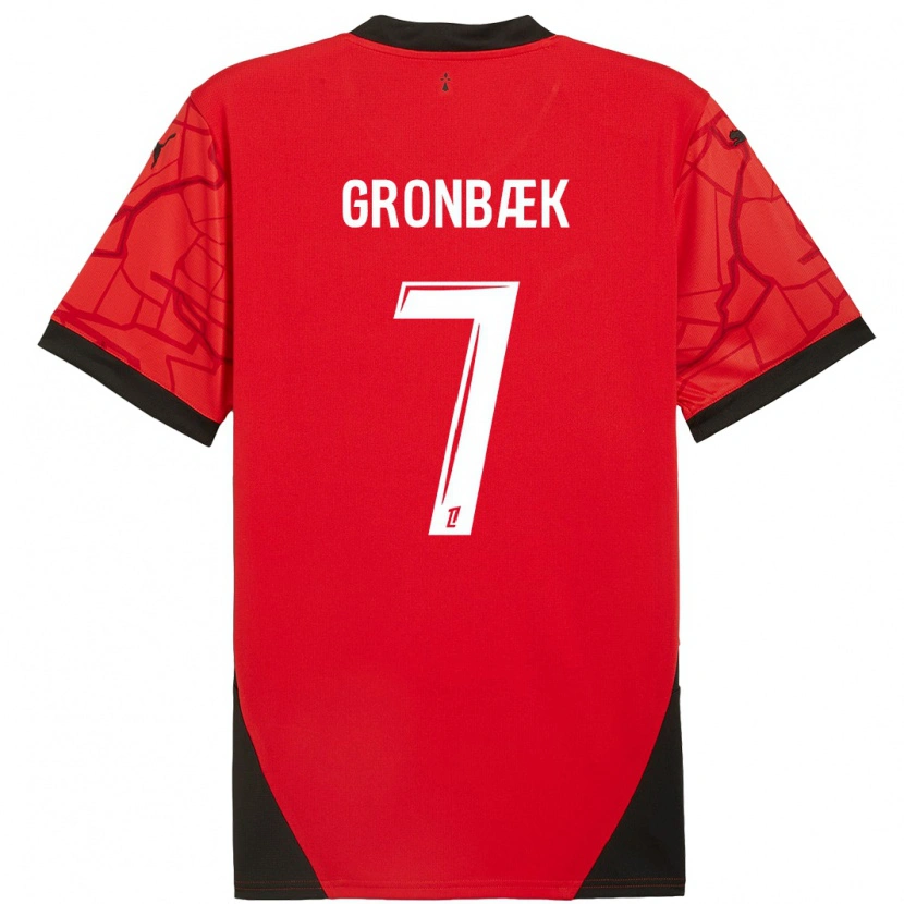 Danxen Heren Albert Grønbaek #7 Rood Zwart Thuisshirt Thuistenue 2024/25 T-Shirt
