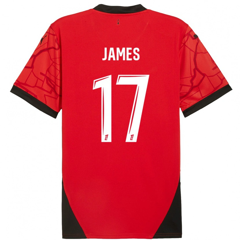 Danxen Heren Jordan James #17 Rood Zwart Thuisshirt Thuistenue 2024/25 T-Shirt