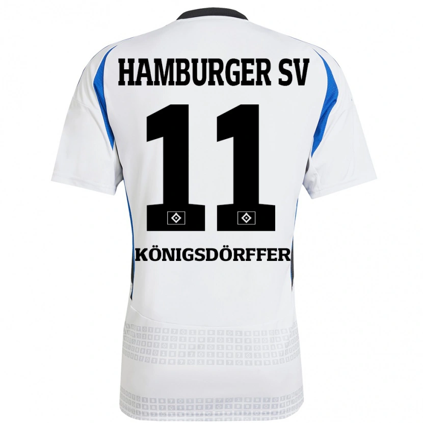 Danxen Heren Ransford Königsdörffer #11 Wit Blauw Thuisshirt Thuistenue 2024/25 T-Shirt