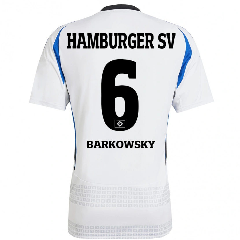 Danxen Heren Finn Barkowsky #6 Wit Blauw Thuisshirt Thuistenue 2024/25 T-Shirt