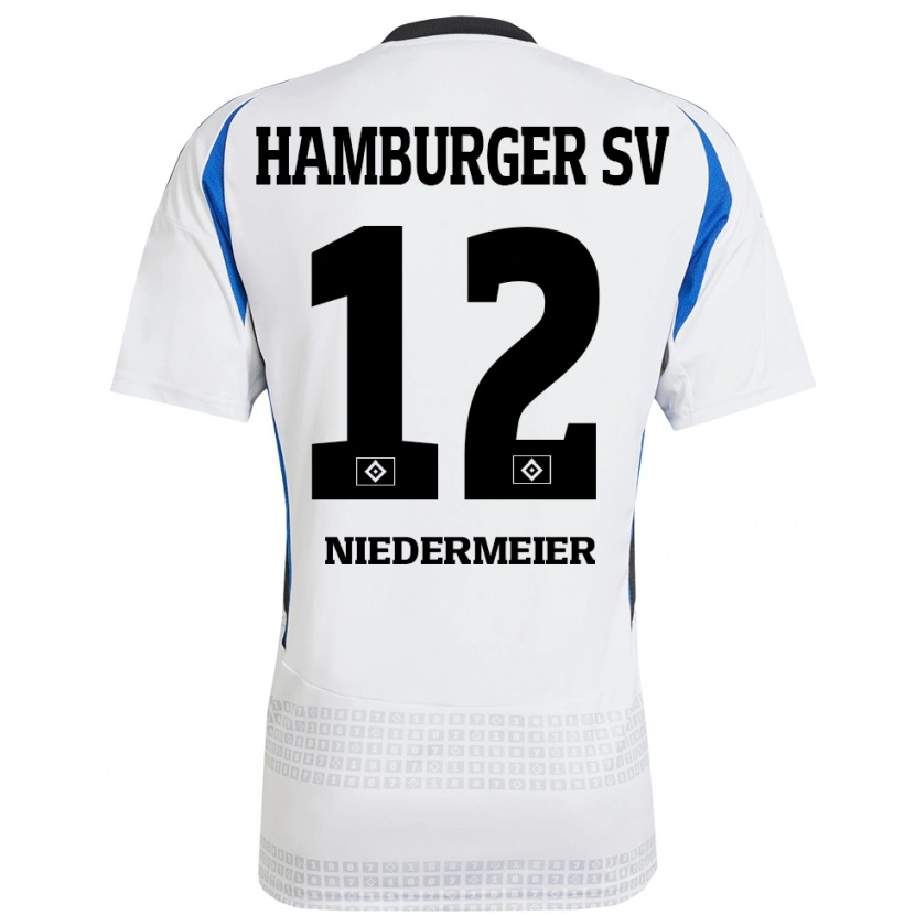 Danxen Heren Philipp Niedermeier #12 Wit Blauw Thuisshirt Thuistenue 2024/25 T-Shirt