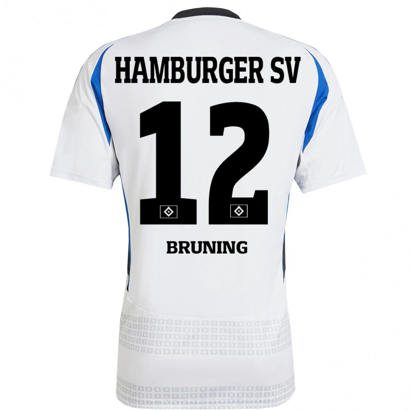 Danxen Heren Malte Brüning #12 Wit Blauw Thuisshirt Thuistenue 2024/25 T-Shirt