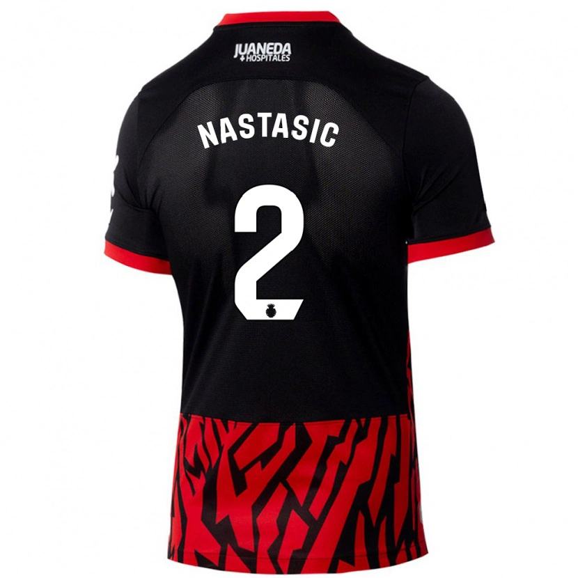 Danxen Heren Matija Nastasic #2 Zwart Rood Thuisshirt Thuistenue 2024/25 T-Shirt