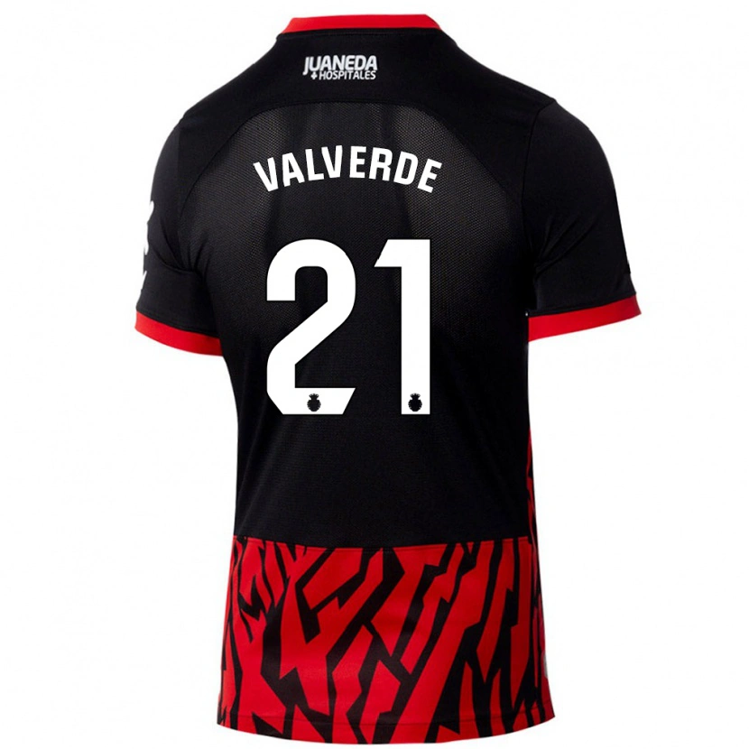 Danxen Heren David Valverde #21 Zwart Rood Thuisshirt Thuistenue 2024/25 T-Shirt