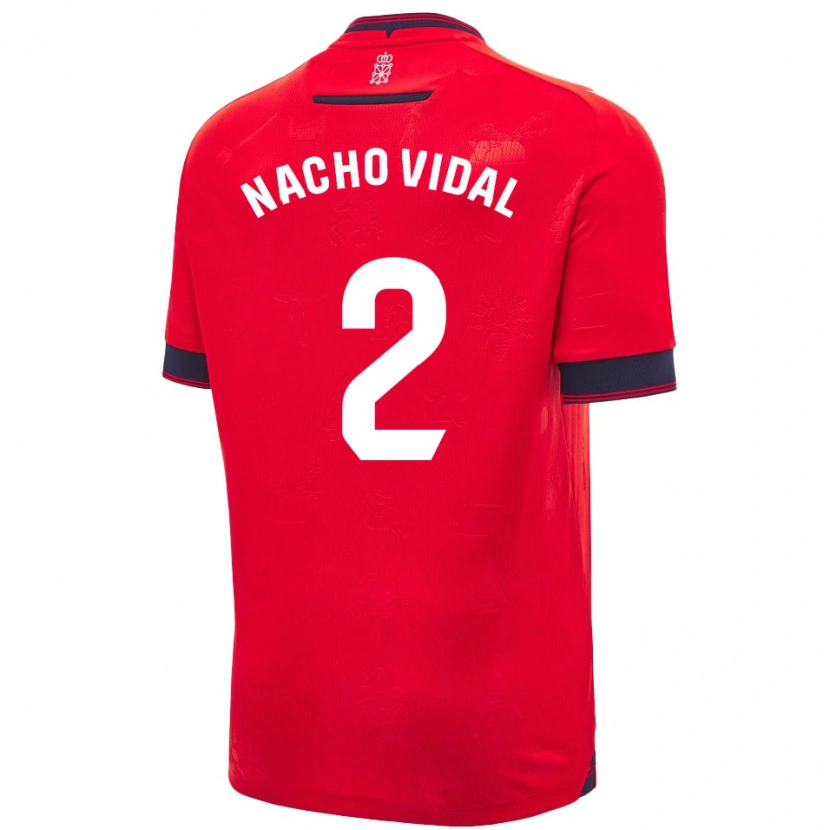 Danxen Heren Nacho Vidal #2 Rood Wit Thuisshirt Thuistenue 2024/25 T-Shirt