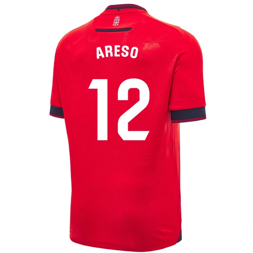 Danxen Heren Jesús Areso #12 Rood Wit Thuisshirt Thuistenue 2024/25 T-Shirt