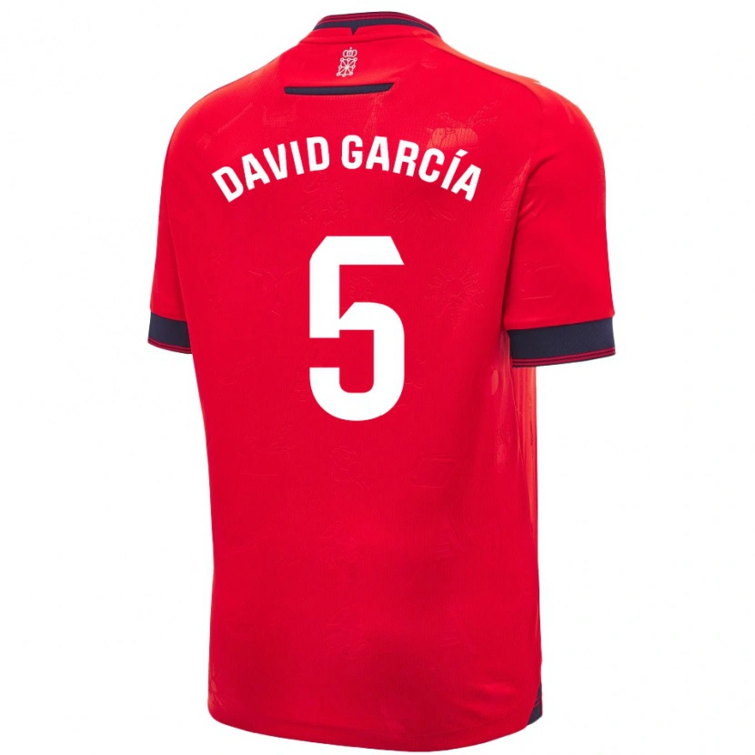 Danxen Heren David García #5 Rood Wit Thuisshirt Thuistenue 2024/25 T-Shirt