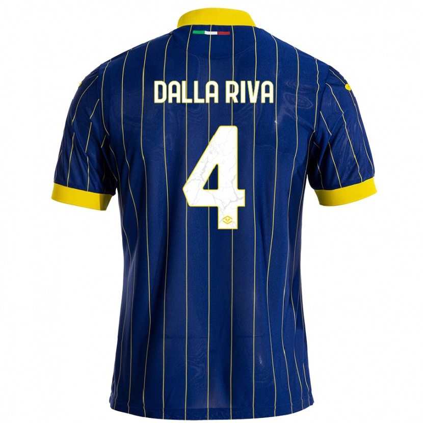 Danxen Heren Stefano Dalla Riva #4 Blauw Geel Thuisshirt Thuistenue 2024/25 T-Shirt