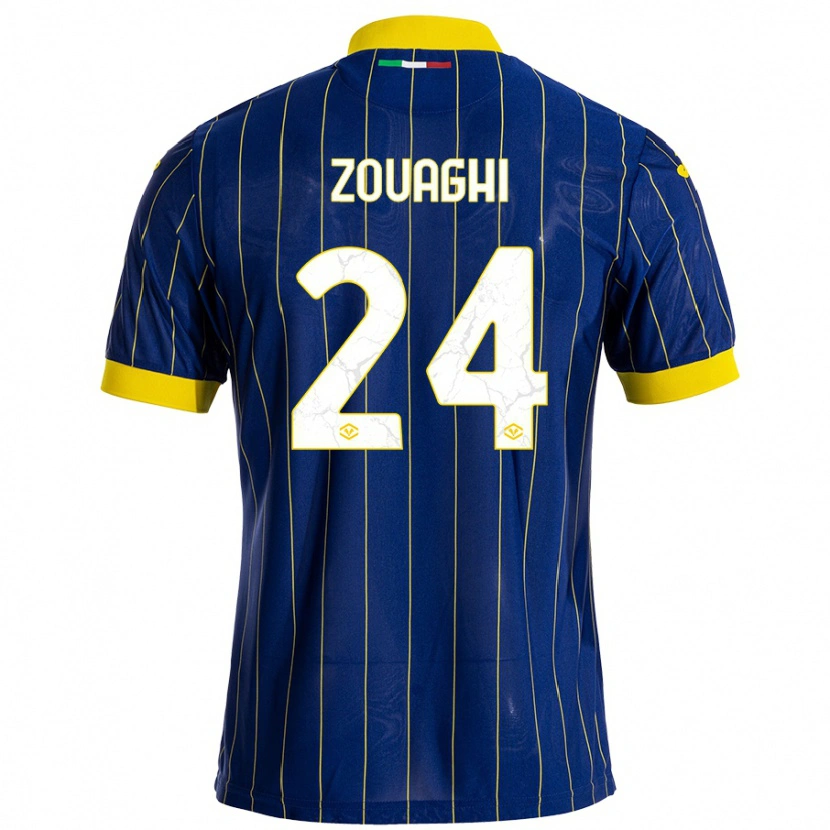 Danxen Heren Thomas Zouaghi #24 Blauw Geel Thuisshirt Thuistenue 2024/25 T-Shirt