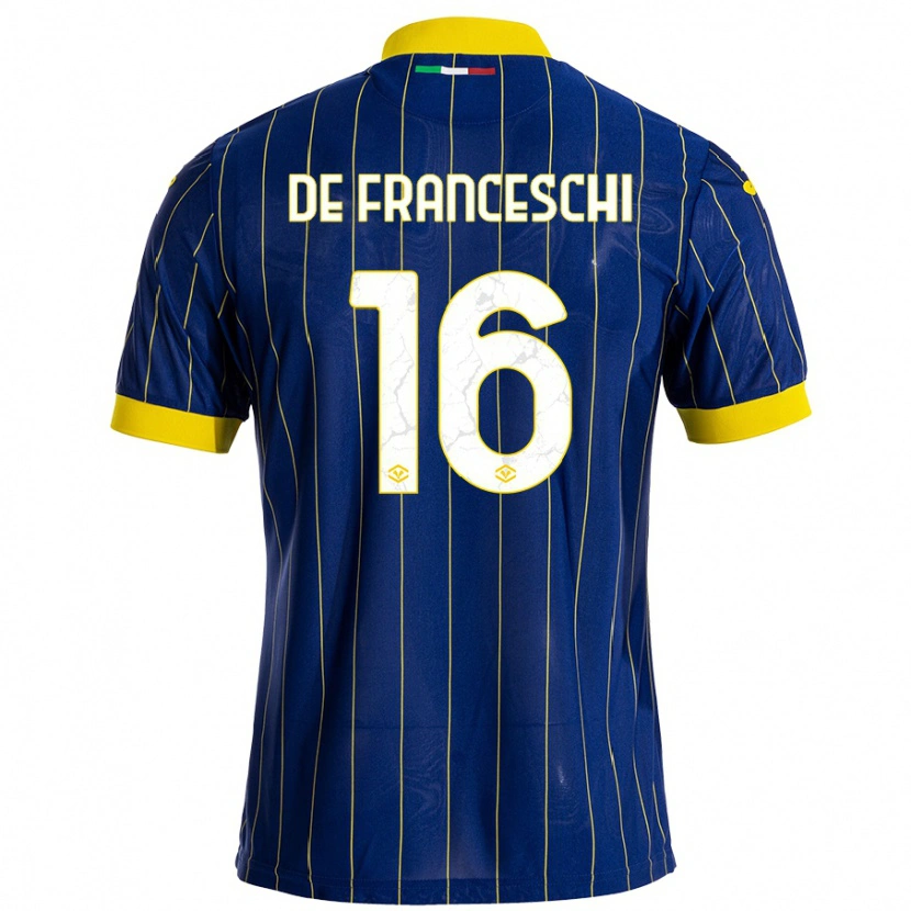 Danxen Heren Edoardo De Franceschi #16 Blauw Geel Thuisshirt Thuistenue 2024/25 T-Shirt
