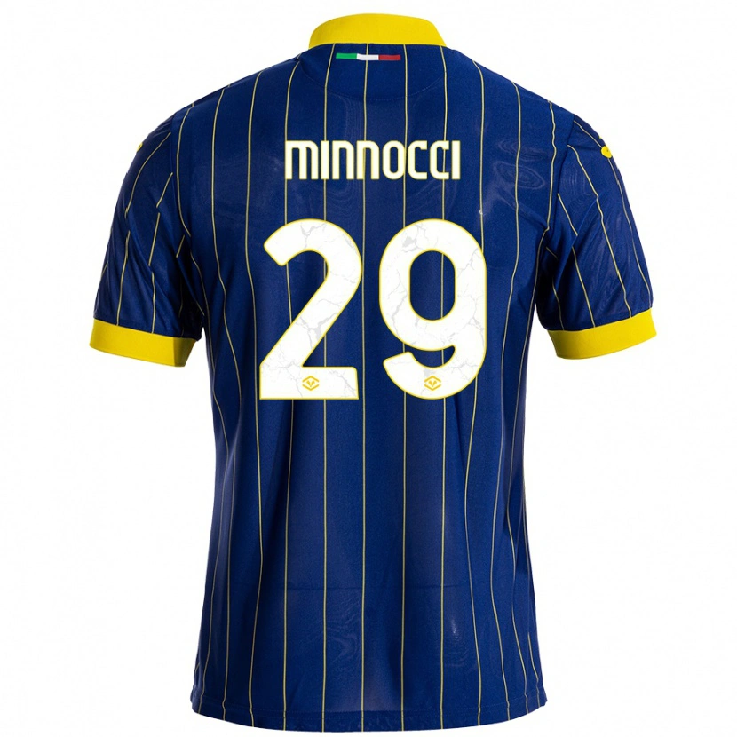 Danxen Heren Valerio Minnocci #29 Blauw Geel Thuisshirt Thuistenue 2024/25 T-Shirt