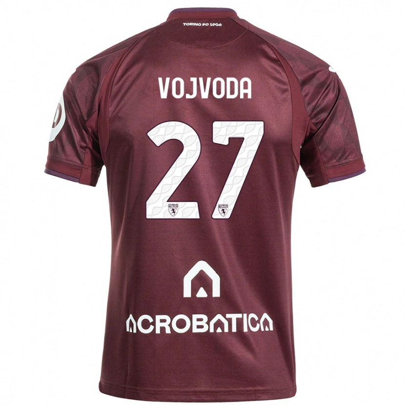 Danxen Heren Mërgim Vojvoda #27 Kastanjebruin Wit Thuisshirt Thuistenue 2024/25 T-Shirt