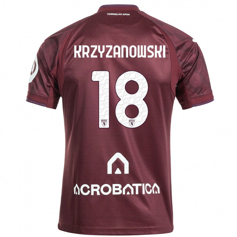 Danxen Heren Jakub Krzyzanowski #18 Kastanjebruin Wit Thuisshirt Thuistenue 2024/25 T-Shirt