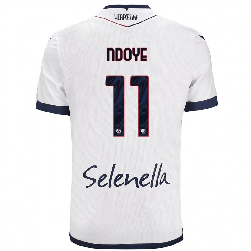 Danxen Heren Dan Ndoye #11 Wit Koningsblauw Uitshirt Uittenue 2024/25 T-Shirt